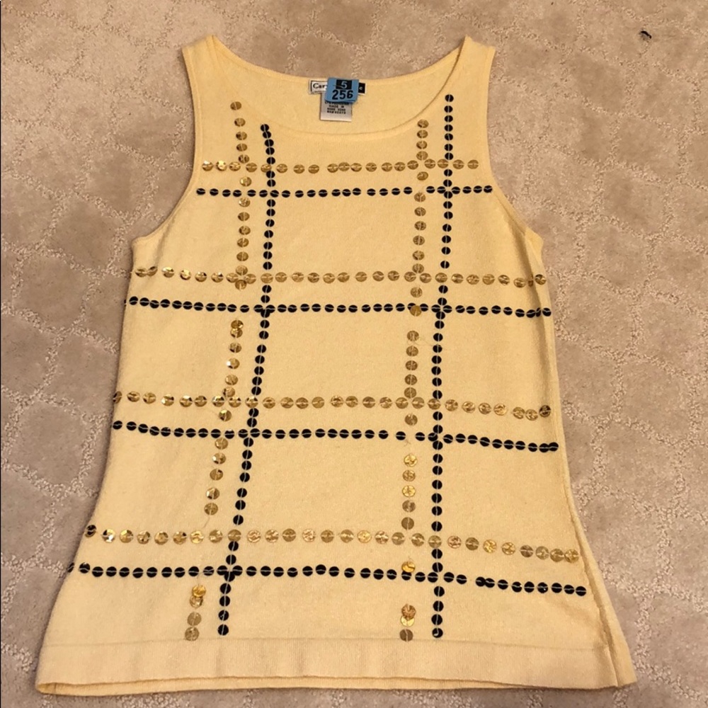 Beige sequin tank top